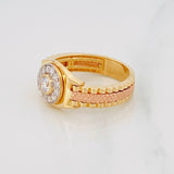 Anillo Halo Correa 7.6g / T10 Dos Oros Amarillo Rosa 18K