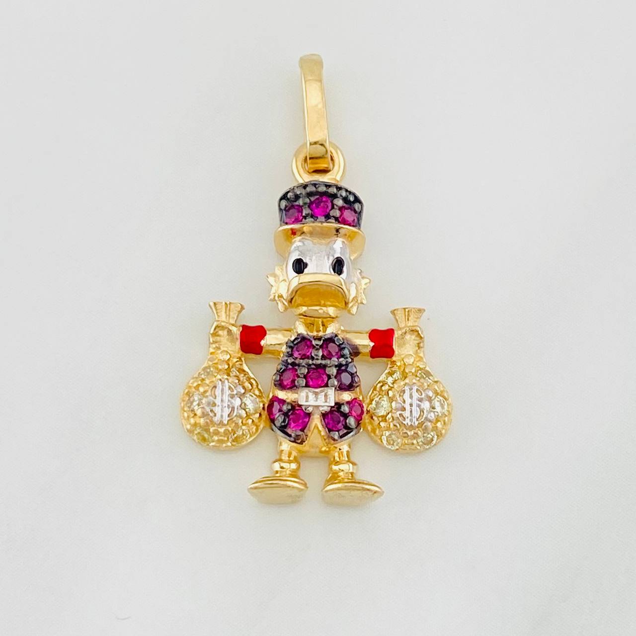 Dije Pato Bolsas de Dinero 2.85g / 2.5cm Tres Oros Amarillo Blanco Negro 18K
