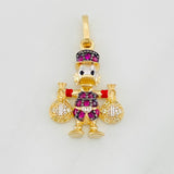 Dije Pato Bolsas de Dinero 2.85g / 2.5cm Tres Oros Amarillo Blanco Negro 18K