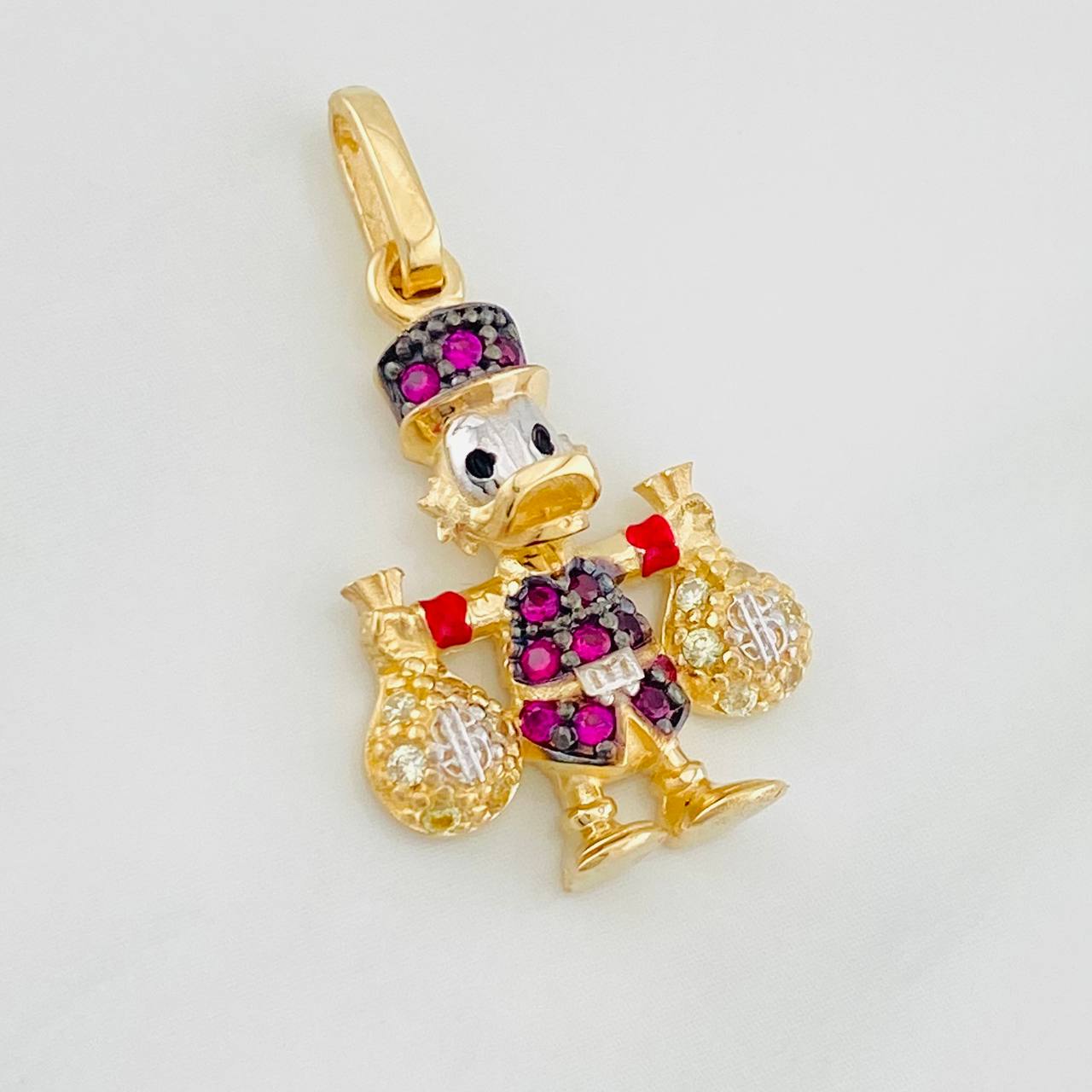 Dije Pato Bolsas de Dinero 2.85g / 2.5cm Tres Oros Amarillo Blanco Negro 18K