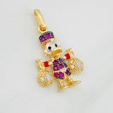 Dije Pato Bolsas de Dinero 2.85g / 2.5cm Tres Oros Amarillo Blanco Negro 18K