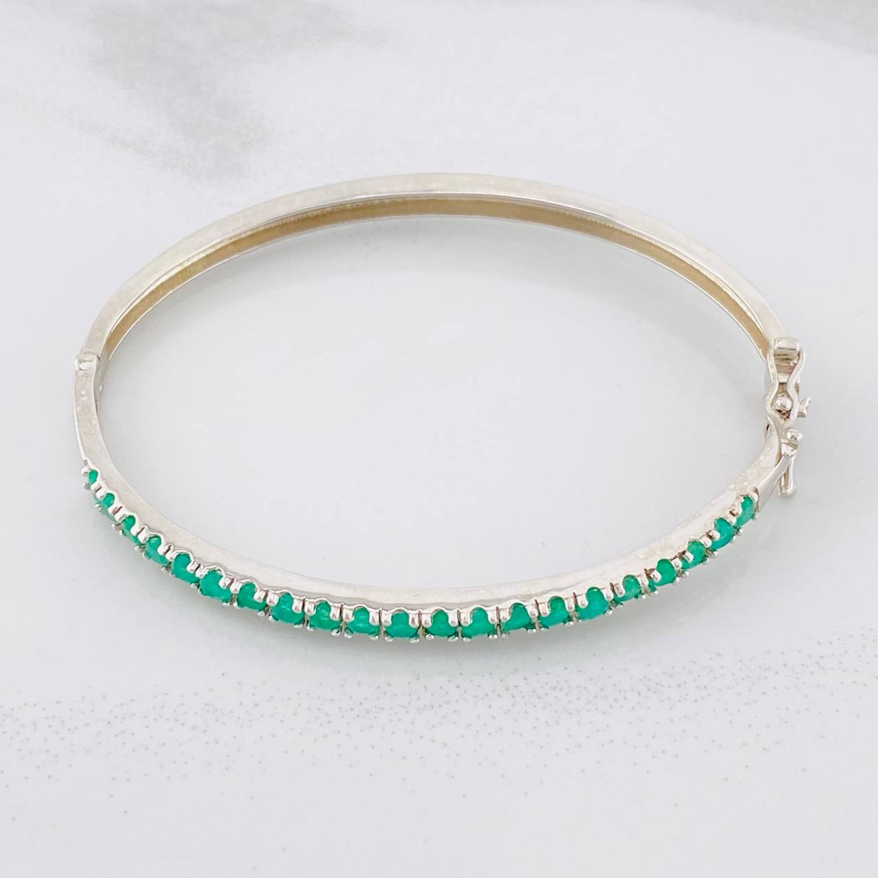 Pulso Carril Tupido Esmeralda 78pts 6.7g / 18.6cm / 3.3mm Plata 925
