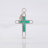 Dije Cruz Silueta Tupida Esmeraldas 28pts 1.9g / 3.5cm Plata 925