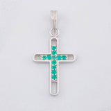Dije Cruz Silueta Tupida Esmeraldas 28pts 1.9g / 3.5cm Plata 925