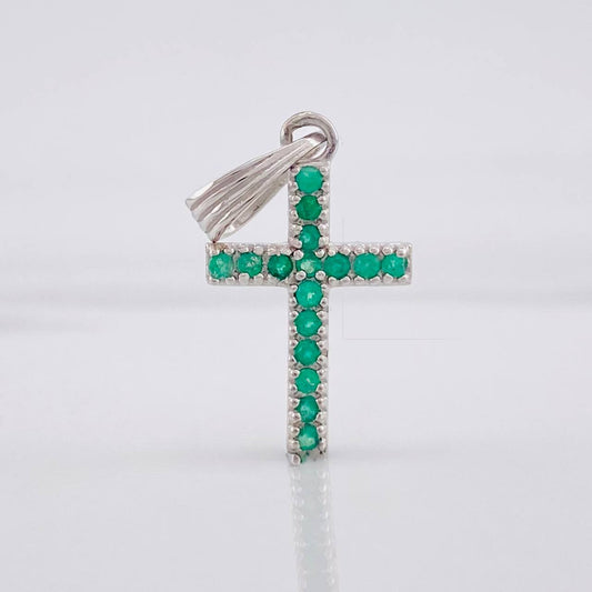 Dije Cruz Tupida Esmeraldas 26pts 1.25g / 2.5cm Plata 925