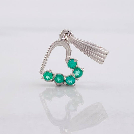 Dije Corazón Silueta Esmeraldas 10pts 0.6g / 1.7cm Plata 925