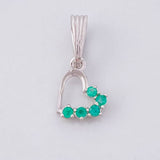 Dije Corazón Silueta Esmeraldas 10pts 0.6g / 1.7cm Plata 925