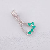 Dije Corazón Silueta Esmeraldas 10pts 0.6g / 1.7cm Plata 925