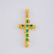 Dije Cruz Tronco Puntas Planas Esmeraldas 1,35 Qts 1.9 g / 3.4 cm Oro Amarillo 18K