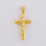Dije Cruz Tronco Puntas Planas Esmeraldas 1,35 Qts 1.9 g / 3.4 cm Oro Amarillo 18K