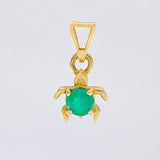 Dije Tortuga 25pts Esmeraldas 0.9gr / 1.4cm / Oro Amarillo 18K