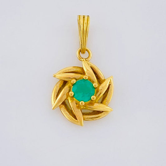 Dije Helice 2gr / 2.1cm / Esmeralda 30pts Oro Amarillo (Joya)