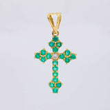 Dije Cruz Florencial 45pts Esmeraldas 8pts Diamantes 2gr / 3cm / Oro Amarillo 18K