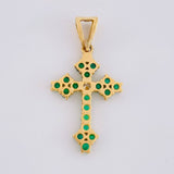 Dije Cruz Florencial 45pts Esmeraldas 8pts Diamantes 2gr / 3cm / Oro Amarillo 18K