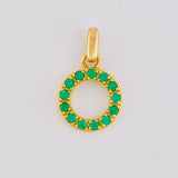 Dije Circulo 26pts Esmeraldas 1.75gr / 2cm / Oro Amarillo 18K