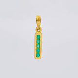 Dije Carril Recto 1.35gr / 2.1cm / Esmeraldas 19pts Oro Amarillo 18K (Joya)