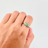 Anillo Rama Linea Doble 2.5gr / T7 1/2 / Esmeraldas 37pts Oro Blanco 18K (Joya)