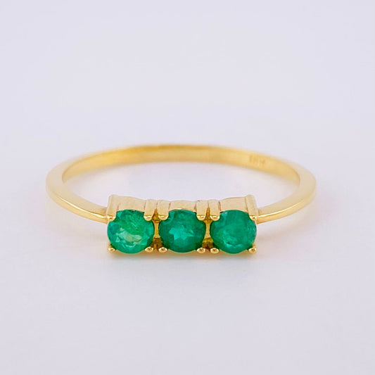 Anillo Trinity Esmeraldas 36pts 1.85gr / T7 3/4 / Oro Amarillo 18K