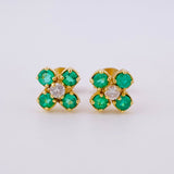 Topos Trebol Cuatro Petalos Esmeralda 80pts Diamantes 20pts 2.05gr / 6mm Oro Amarillo 18K