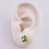 Topos Trebol Cuatro Petalos Esmeralda 80pts Diamantes 20pts 2.05gr / 6mm Oro Amarillo 18K