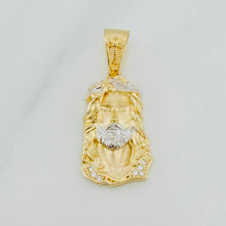 Dije Rostro cristo 3.5g / 3cm Dos Oros Amarillo Blanco 18K