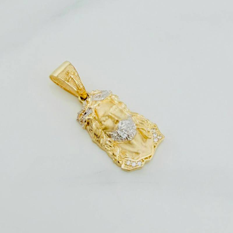 Dije Rostro cristo 3.5g / 3cm Dos Oros Amarillo Blanco 18K