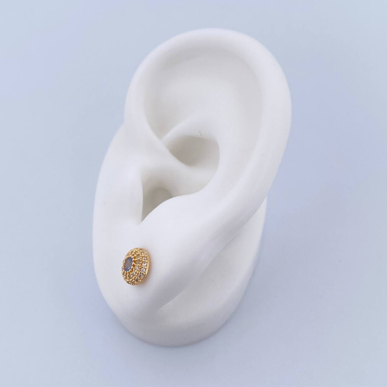Topos Halo Circulo 1.3gr / Circones Azul Blancos Oro Amarillo 18K &