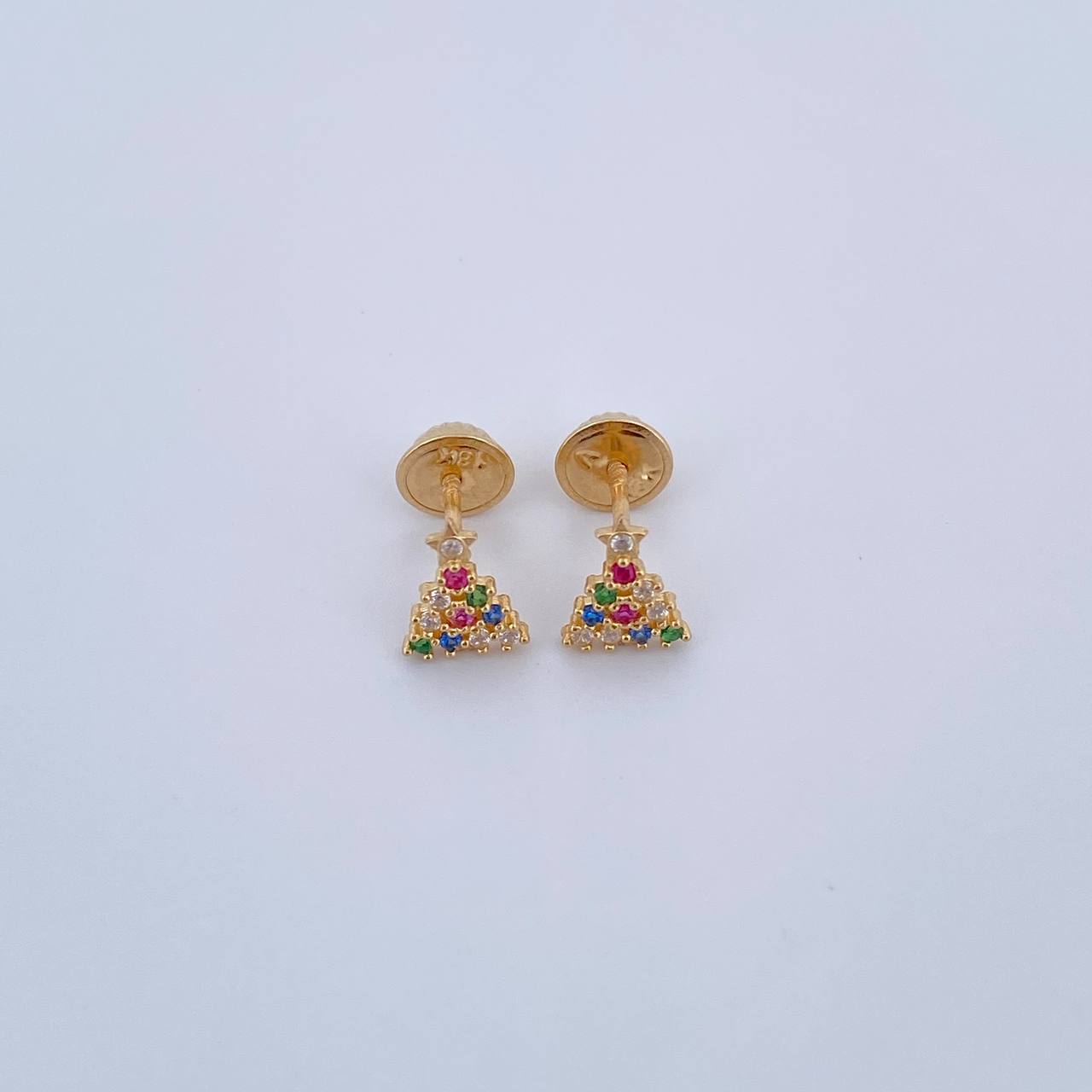 Topos Arbol Navideño 0.8gr / Circones Fuscias Verdes Azules Oro Amarillo 18K &