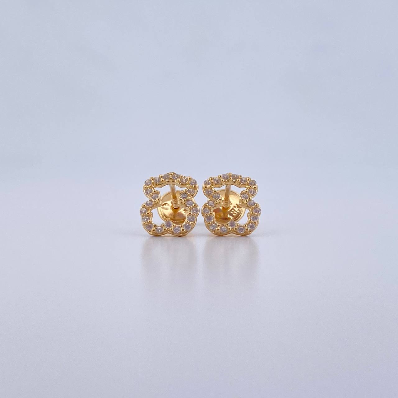 Topos Silueta Oso Ts 1.15gr / Circones Blancos Oro Amarillo 18K &