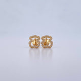 Topos Silueta Oso Ts 1.15gr / Circones Blancos Oro Amarillo 18K &