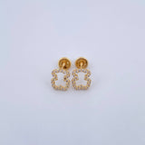 Topos Silueta Oso Ts 1.15gr / Circones Blancos Oro Amarillo 18K &