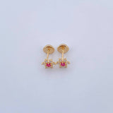 Topos Flor 0.85gr / Circones Fucsia Blancos Oro Amarillo 18K &