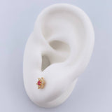 Topos Flor 0.85gr / Circones Fucsia Blancos Oro Amarillo 18K &