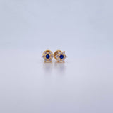 Topos Flor 0.85gr / Circones Azul Blancos Oro Amarillo 18K &