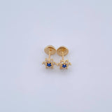 Topos Flor 0.85gr / Circones Azul Blancos Oro Amarillo 18K &