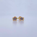 Topos Tortuga 1.05gr / Circones Fucsias Verdes Azules Oro Amarillo 18K &