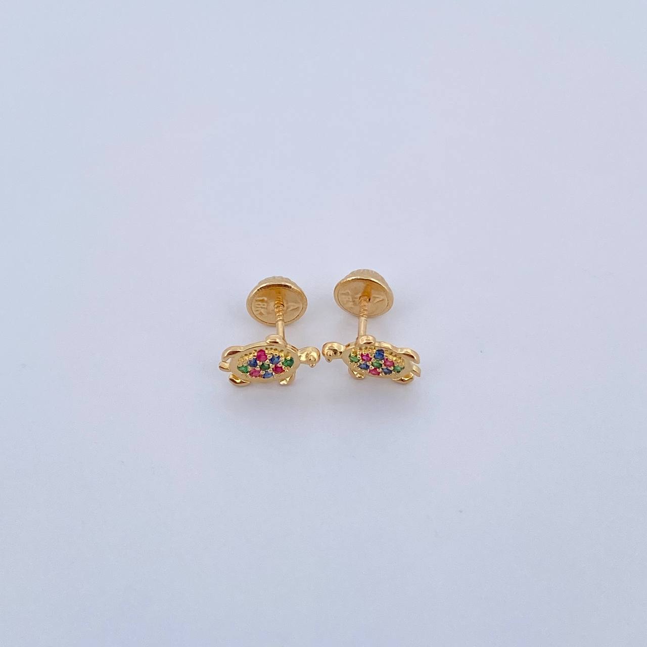 Topos Tortuga 1.05gr / Circones Fucsias Verdes Azules Oro Amarillo 18K &