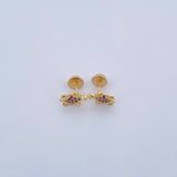 Topos Tortuga 1.05gr / Circones Fucsias Verdes Azules Oro Amarillo 18K &