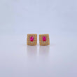 Topos Halo Cuadrado 1.9gr / Circones Fucsia Blancos Oro Amarillo 18K &
