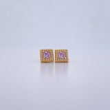 Topos Halo Cuadrado 1.45gr / Circones Lila Blancos Oro Amarillo 18K &