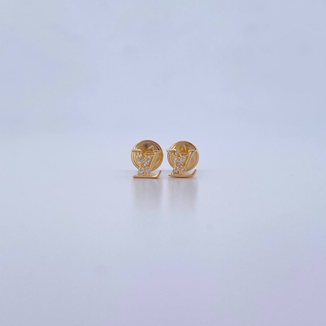 Topos LV 0.6gr / Circones Blancos Oro Amarillo 18K &