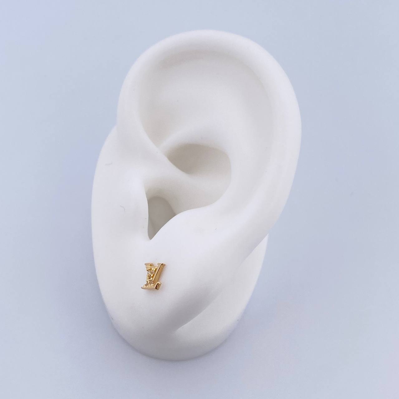 Topos LV 0.65gr / Circones Blancos Oro Amarillo 18K &