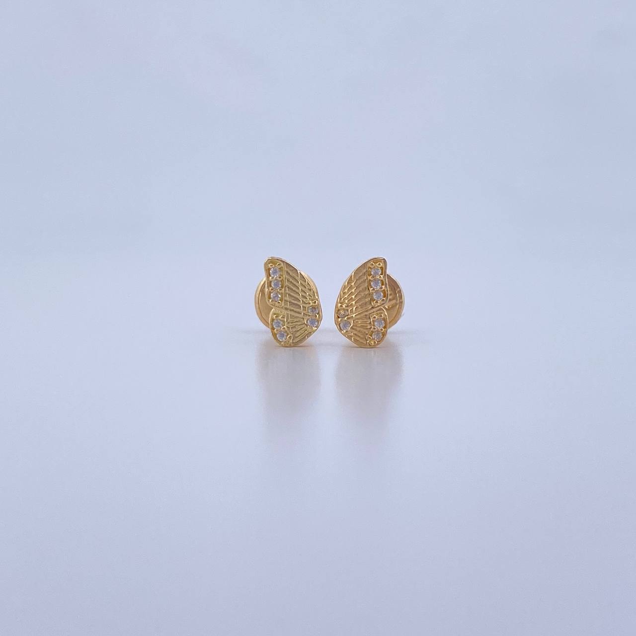 Topos Alas Mariposa 0.95gr / Circones Blancos Oro Amarillo 18K &