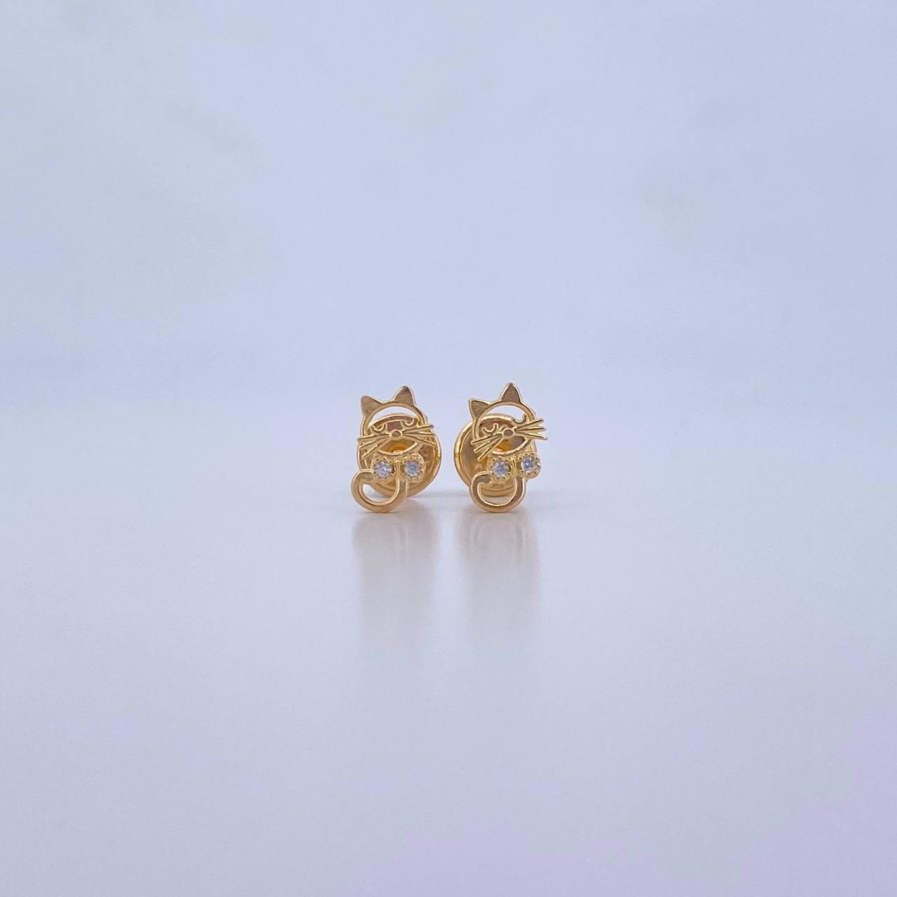 Topos Gato 0.7gr / Circones Blancos Oro Amarillo 18K &