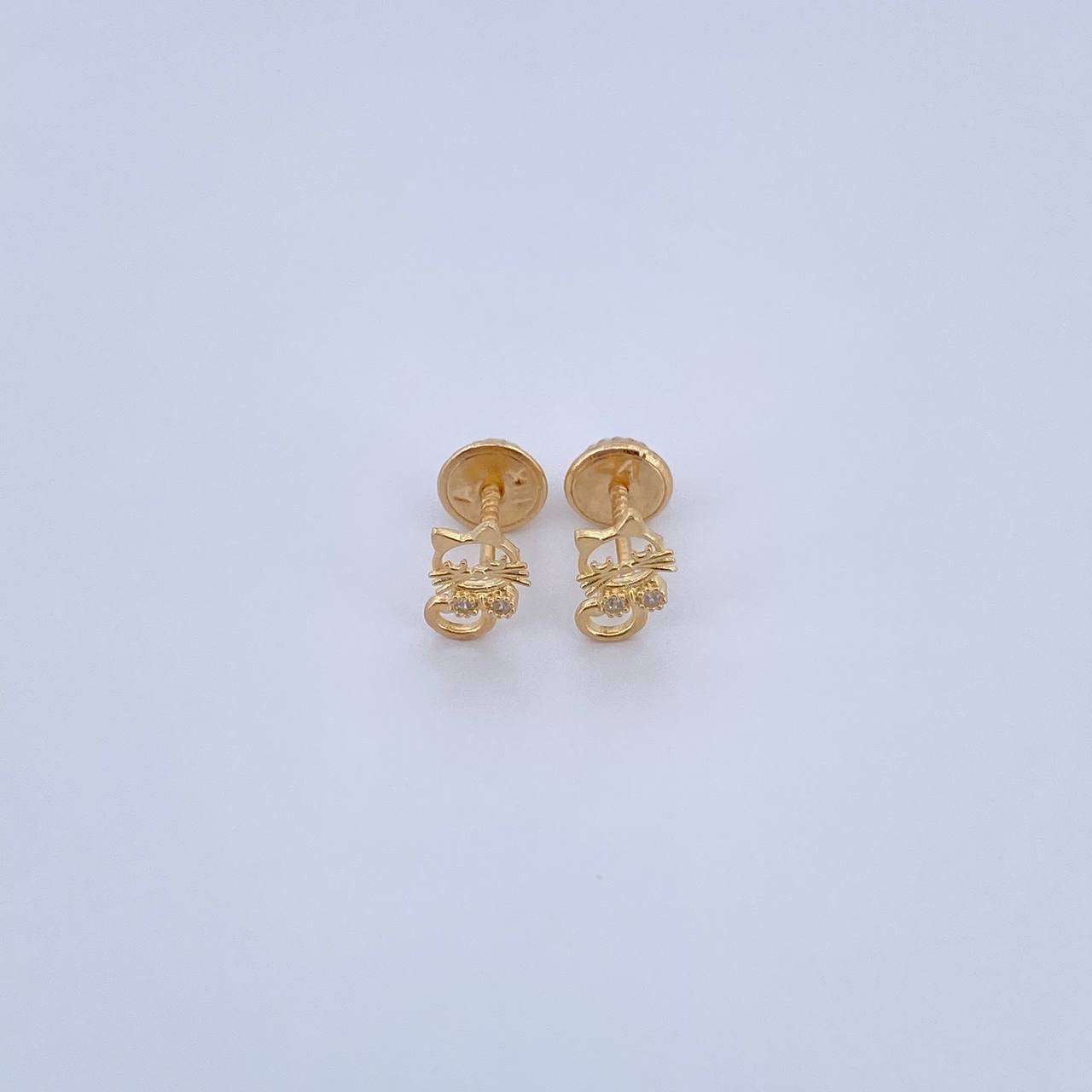 Topos Gato 0.7gr / Circones Blancos Oro Amarillo 18K &