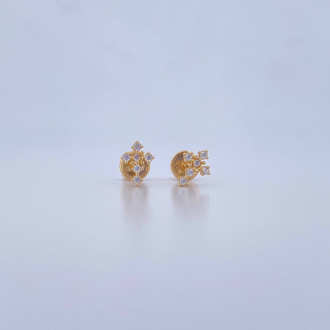 Topos Cruz Tupida 0.7gr / Circones Blancos Oro Amarillo 18K &