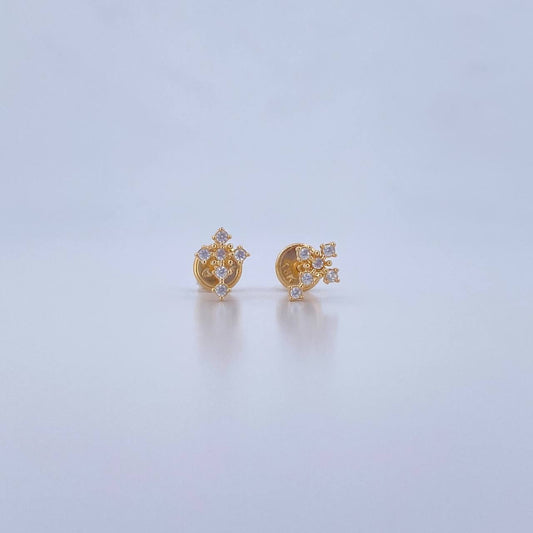 Topos Cruz Tupida 0.7gr / Circones Blancos Oro Amarillo 18K &