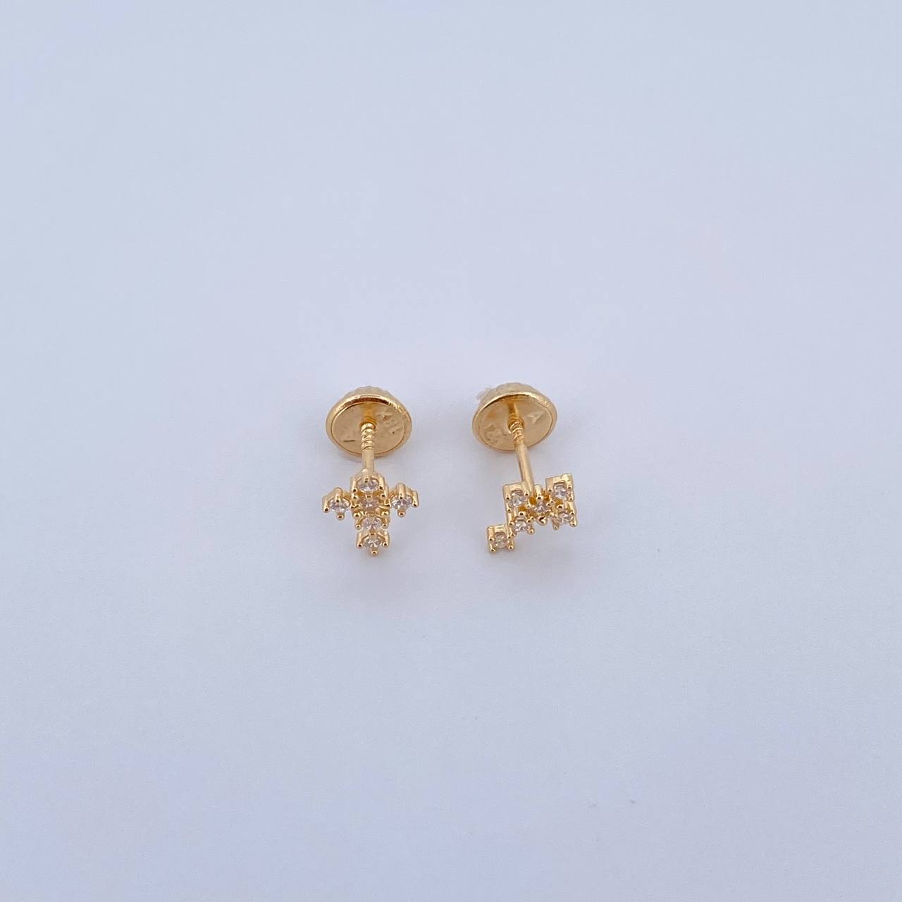 Topos Cruz Tupida 0.7gr / Circones Blancos Oro Amarillo 18K &