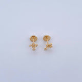 Topos Cruz Tupida 0.7gr / Circones Blancos Oro Amarillo 18K &