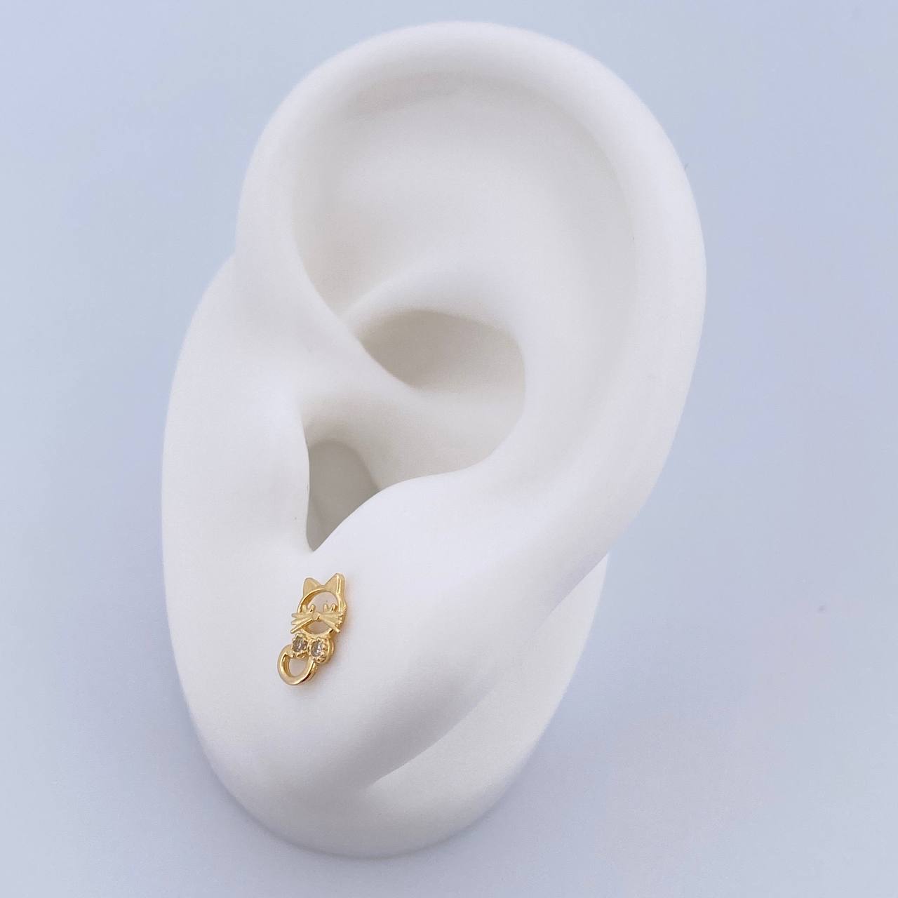 Topos Gato 0.7gr / Circones Blancos Oro Amarillo 18K &